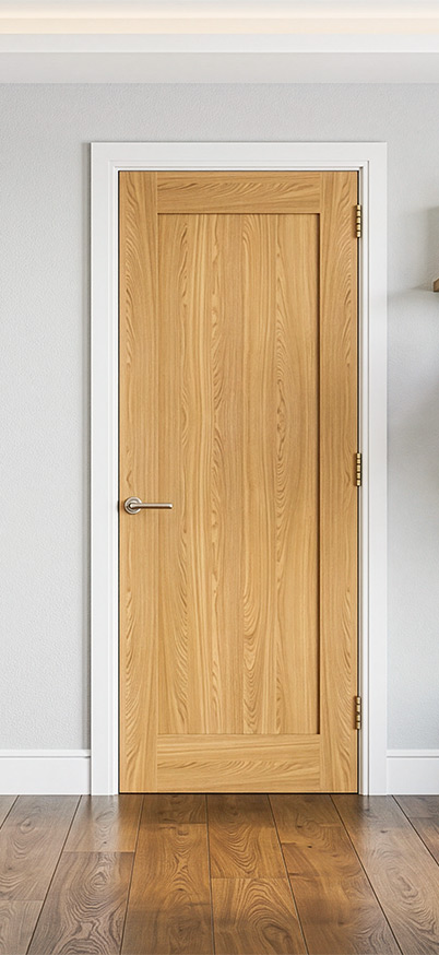 Valdor Shaker Oak Solid Internal Door in Contemporary Living Space Valdor Shaker oak solid internal door in a contemporary living space